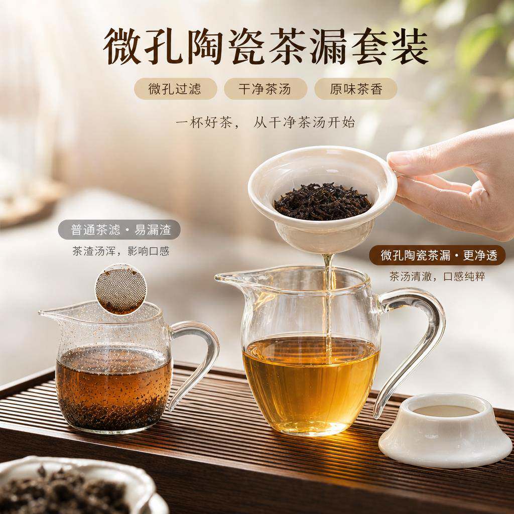 羊脂玉白瓷茶漏茶滤茶叶过滤网陶瓷茶隔高档公道杯滤茶器茶具配件