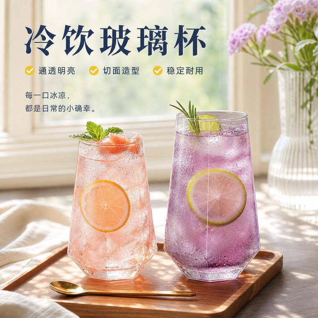高颜值鸡尾酒杯酒吧调酒杯莫吉托杯饭店商用果汁饮料冷饮杯玻璃杯