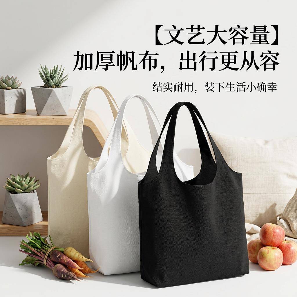购物袋结实耐用大容量超大号折叠便携帆布袋托特包手提袋2026新款