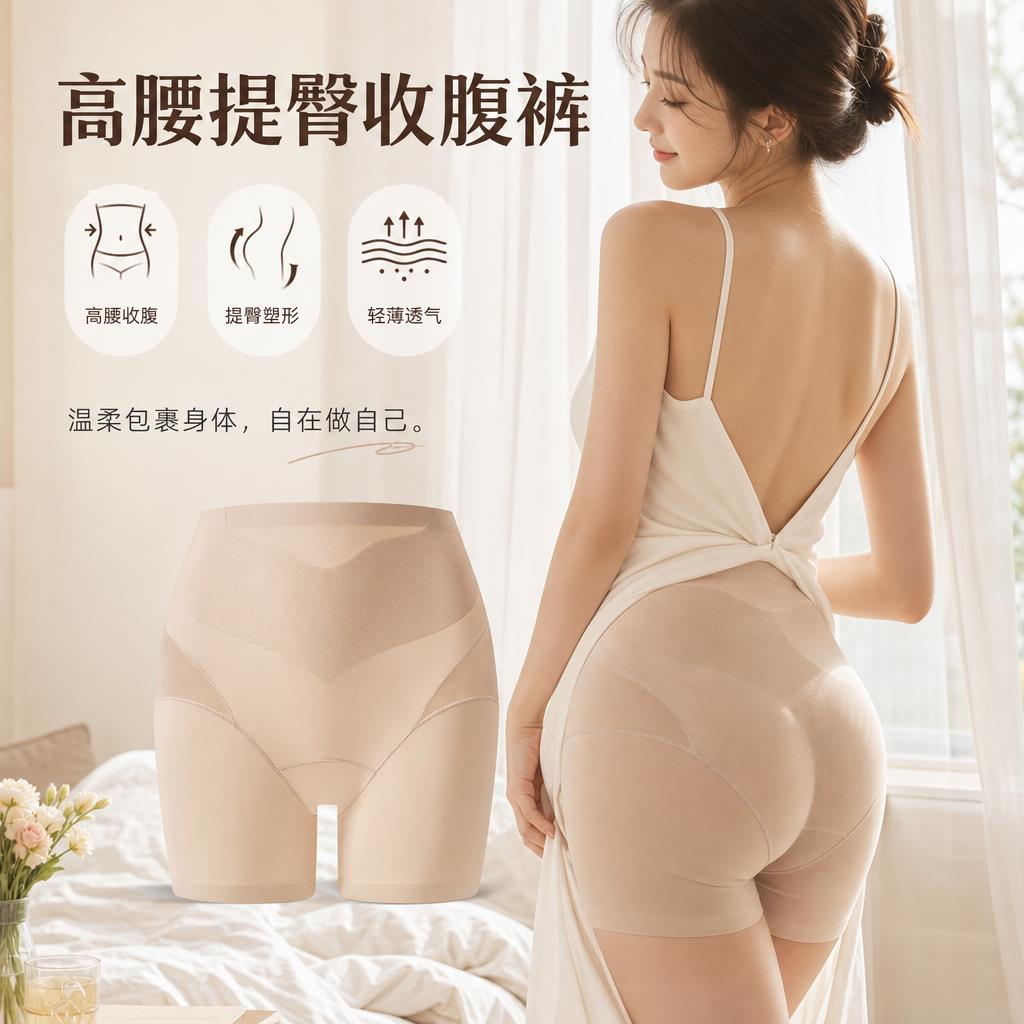 夏薄款粉底液打底安全裤女桑蚕丝裆三合一免内裤无痕防走光不卷边