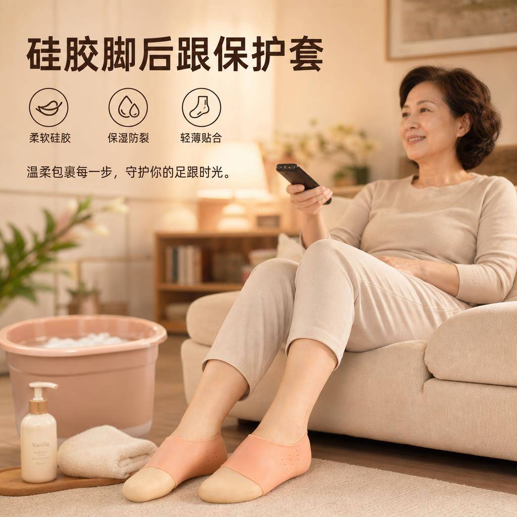 超薄矽胶脚后跟保护套防干裂护脚套后跟贴袜子足跟防裂保湿防脚裂