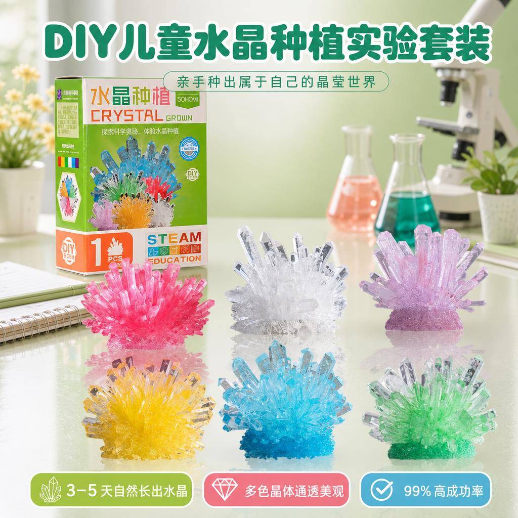 水晶种植DIY儿童科学实验套装趣味亲子交流化学实验生长结晶原理