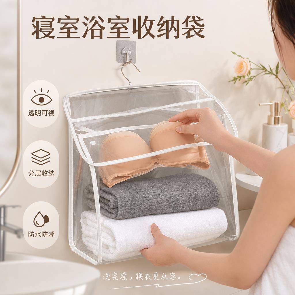 宿舍换洗衣物浴室防水挂袋大学生洗澡防水袋化妆室收纳衣服神器