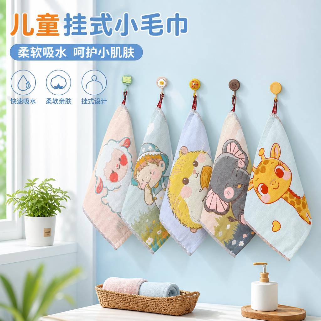 儿童毛巾幼儿园擦手巾吸水不掉毛纱布巾洗脸巾男女宝宝擦脸小方巾