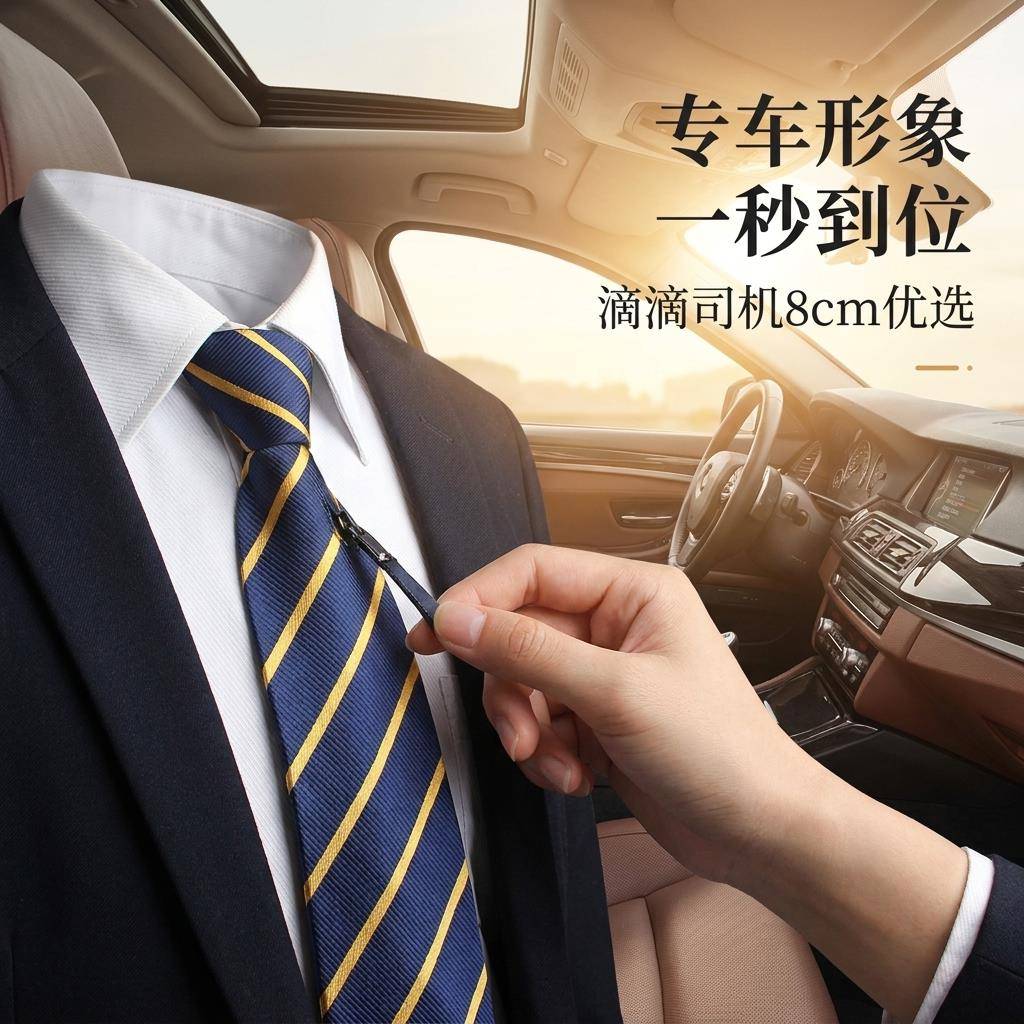 滴滴专车领带打车快车司机拉炼款易拉得考核商务正装一拉得黄条纹