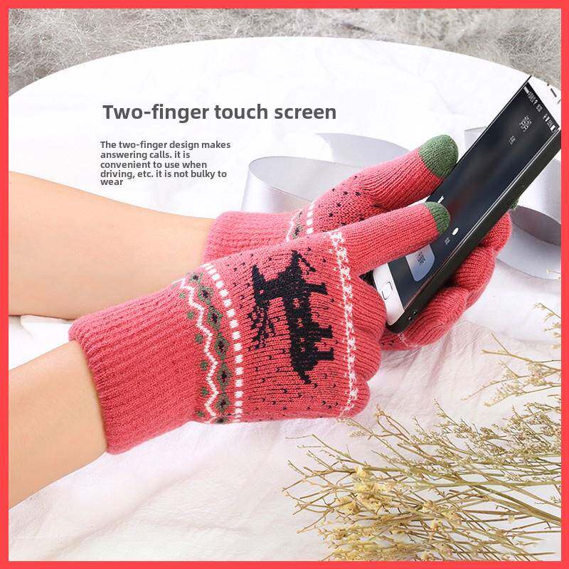 次日达冬季骑行生防寒保暖长绒女学专用套触屏鹿毛手套，冬季驾车