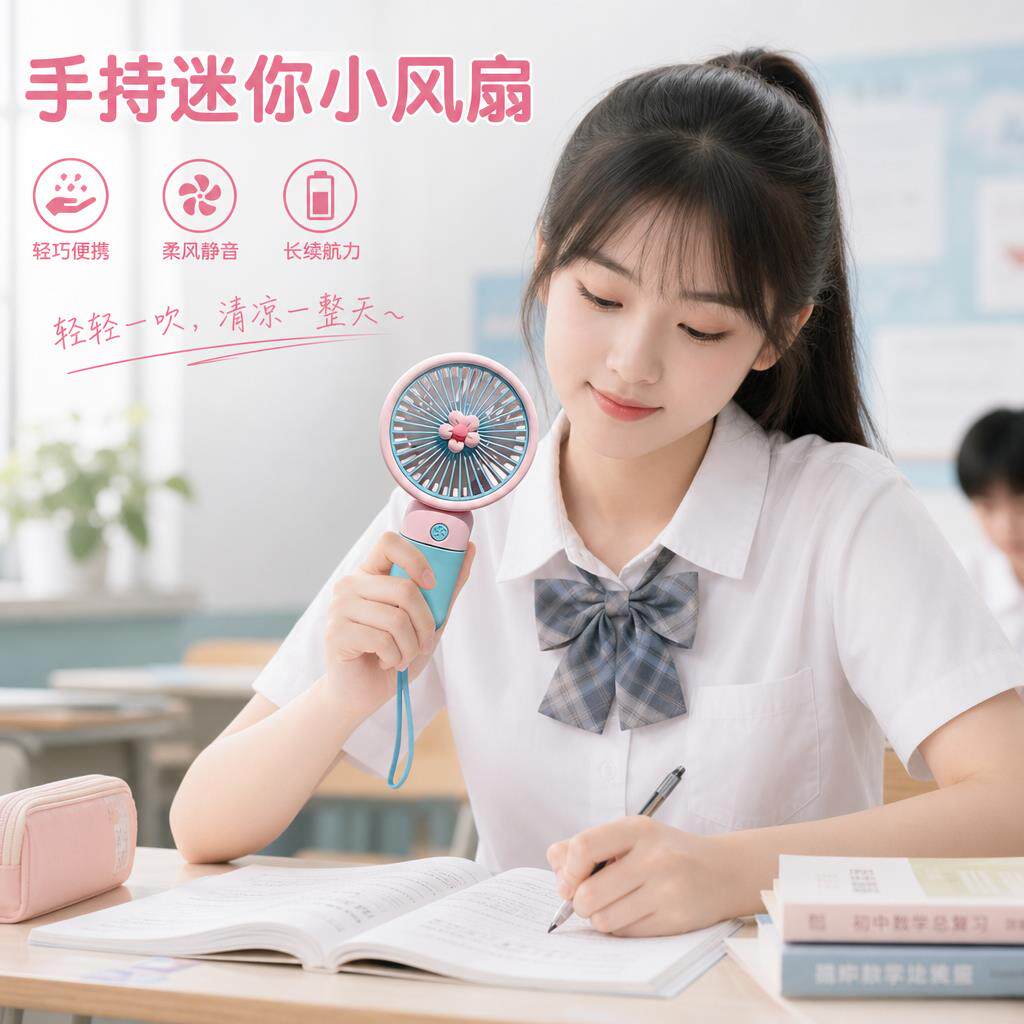 儿童手持小风扇学生礼物便携式卡通迷你随身充电款小型桌面电风扇