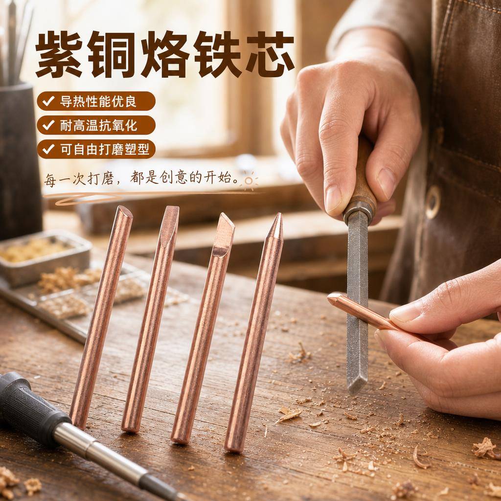 936纯铜电烙铁头恒温烙铁内通用烙铁嘴无磁焊接马蹄刀型弯头扁头