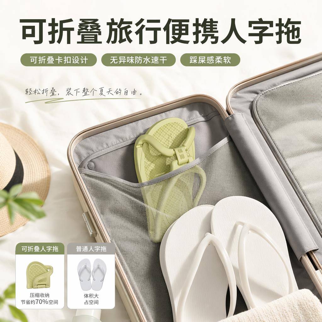 日式可折叠旅行拖鞋女可携式旅游防滑男士人字拖一次性可洗澡酒店