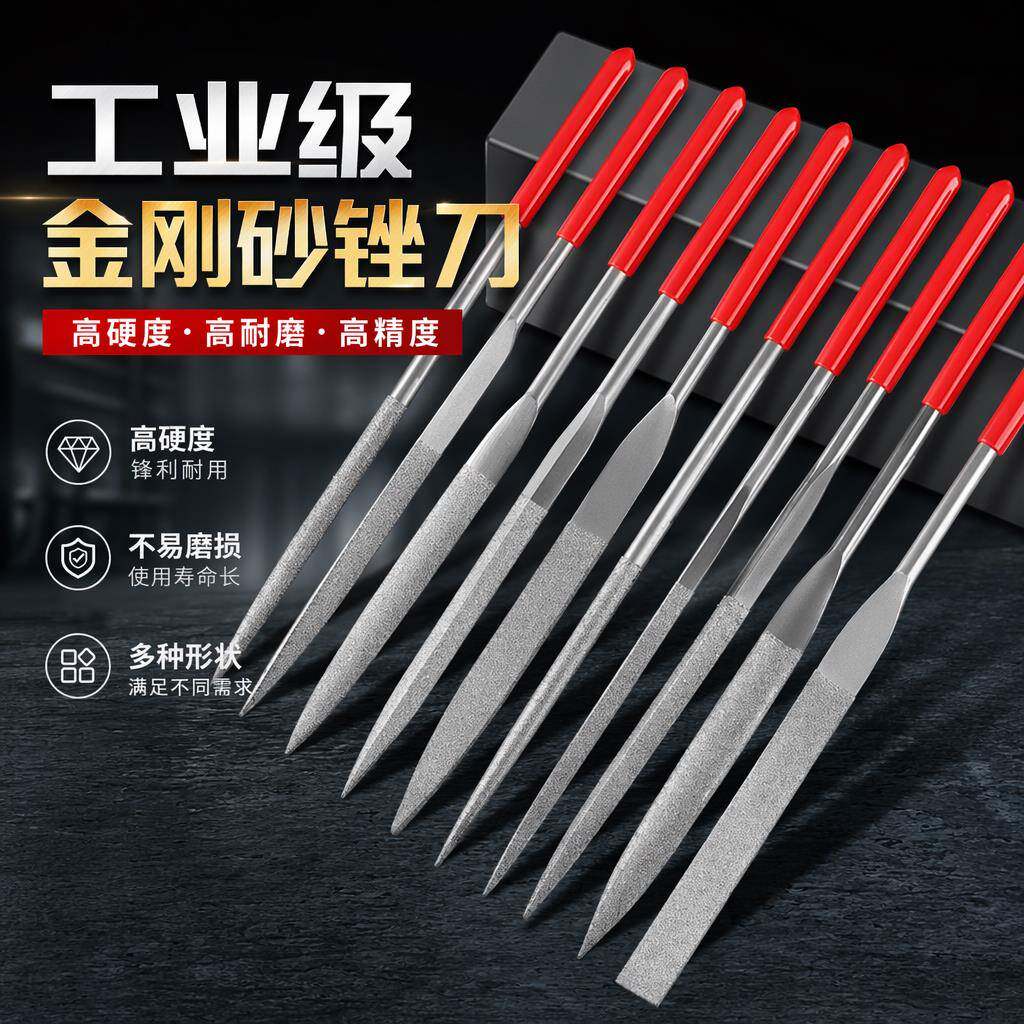 金刚石锉刀钢锉细合金什锦套装金属打磨修边工具三角半圆迷你整形
