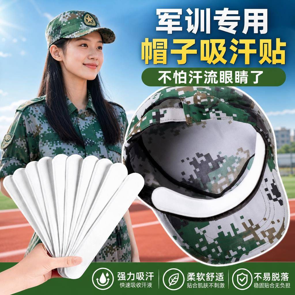 帽子吸汗贴一次性吸汗帽簷贴棒球帽衣领透气防脏军训腰带开学季