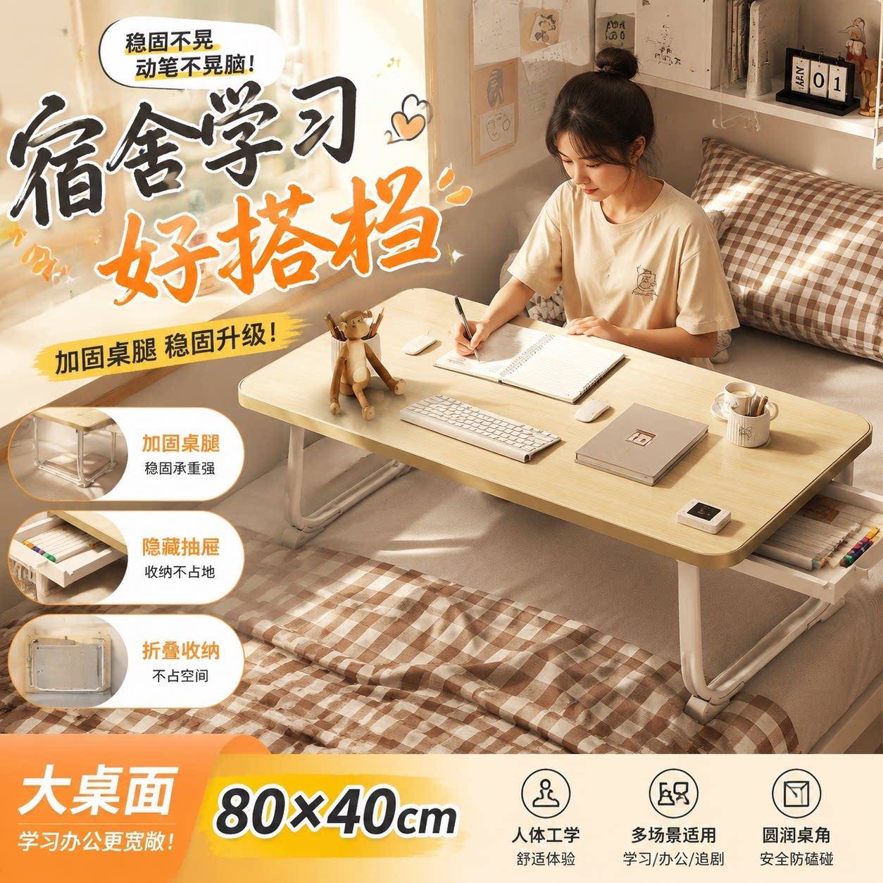 坐在床上写作业的桌子大学宿舍上铺床上电脑办公桌懒人卧室飘窗折