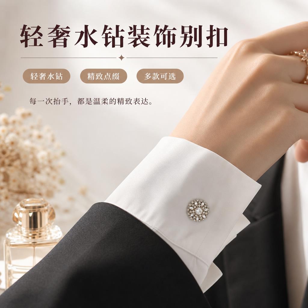 衬衫装饰扣子衬衫针织衫隐形暗扣免缝钉扣按压式按扣精致花朵钮扣