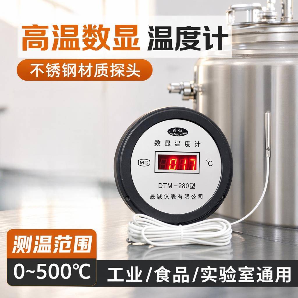 耐高温数码数显温度计0-500℃防水监视器商用烘培熬糖油温测温工