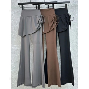 瑜伽裤带屁帘套装假两件瑜伽裤微喇女遮挡裙喇叭健身裙子的裤子11