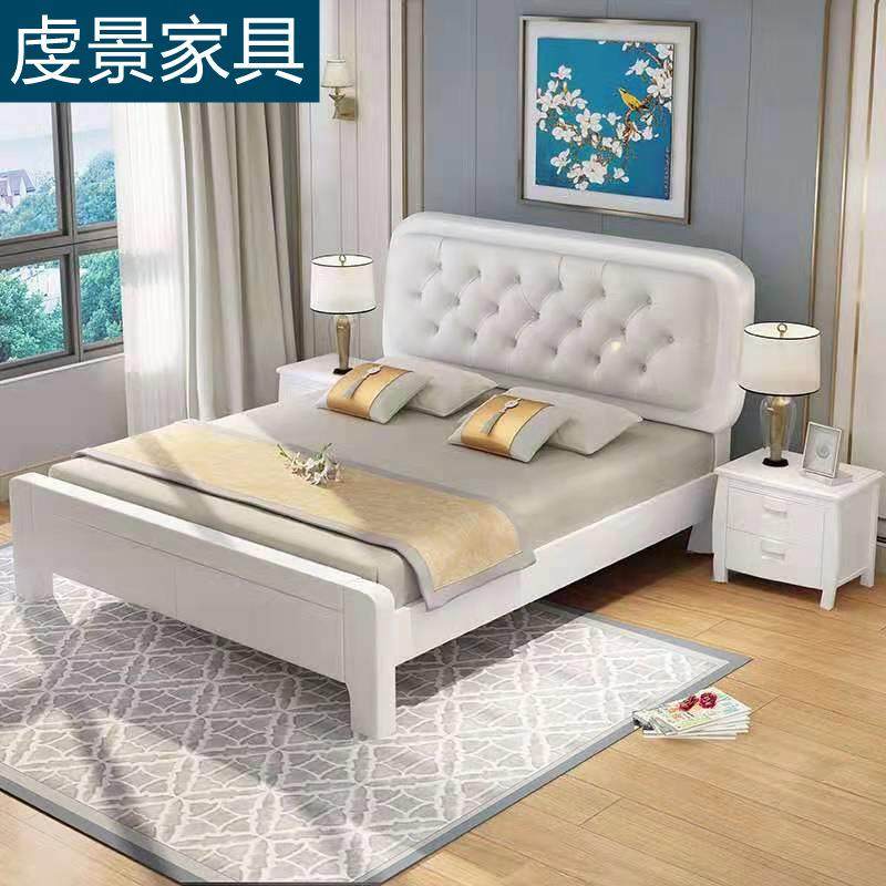 全实木儿童床1.2单人1米公主1.8米床储物双人床现代简约实木家具