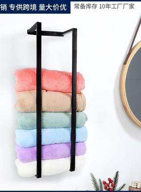 不锈钢黑色毛巾架立式毛巾储物架卫生间挂墙壁浴室手巾浴巾置物架