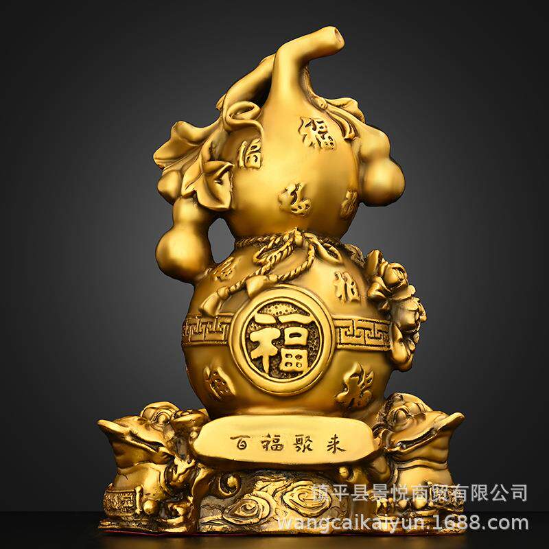 铜葫芦摆件纯铜金蟾百福聚来葫芦家居玄关办公室装饰铜福禄有余