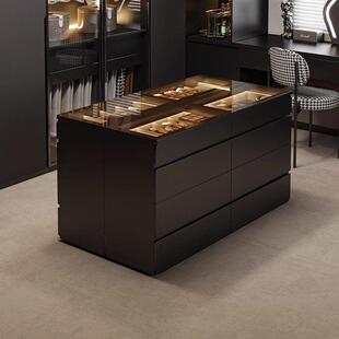 轻奢衣帽间中岛家用首饰收纳展示柜双面抽屉落地卧室现代斗柜饰品