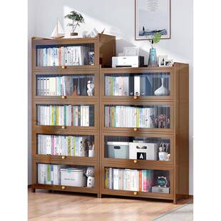 书架置物架落地多层书柜子带门儿童学生书橱家用客厅收纳架省空间