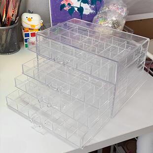 珠子收纳盒串珠多层多格大容量饰品透明抽屉式桌面储物箱
