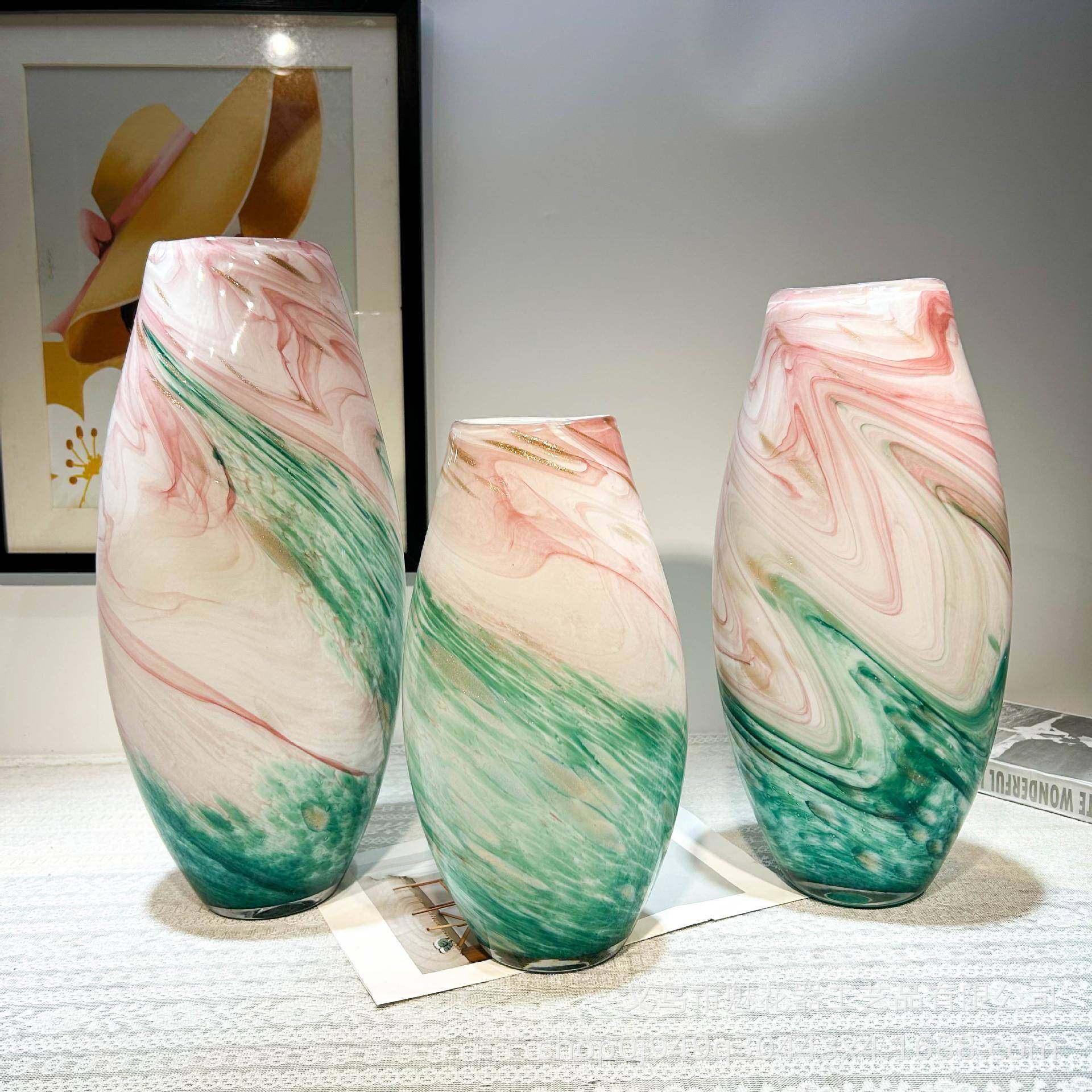 现代山水风手工琉璃花瓶餐桌插花器办公室创意摆件样板间高级装饰,纺织面料/辅料/配套,纺织机械配件,淘宝优惠券,粉丝福利购,淘宝优惠卷