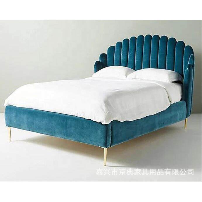 新设计美式轻奢家居家具卧室现代特大号天鹅绒公主床异形丝绒布