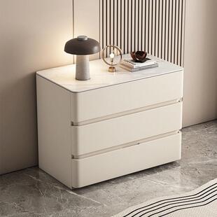 大尺寸实木床头柜新款奶油风家用现代简约轻奢卧室床边收纳柜白色