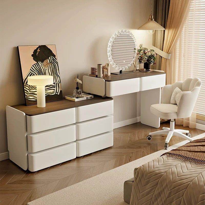 2025梳妆台意式轻奢现代简约实木化妆桌卧室斗柜一体收纳柜化妆台