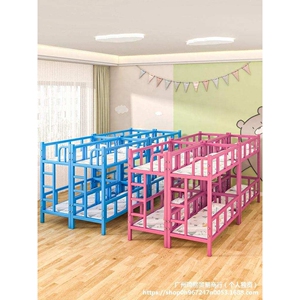 小学生午托床幼儿园双层床铺铁架小餐桌辅导托管班午睡上下儿童床