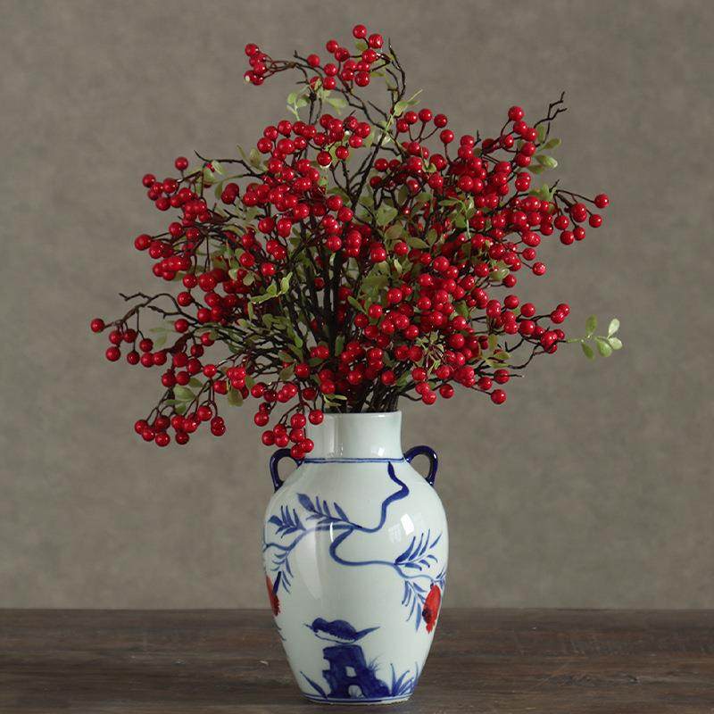 新中式古典双耳青花瓷陶瓷花瓶摆件客厅玄关电视柜家居花器装饰品,农机/农具/农膜,其它农用工具,淘宝优惠券,粉丝福利购,淘宝优惠卷