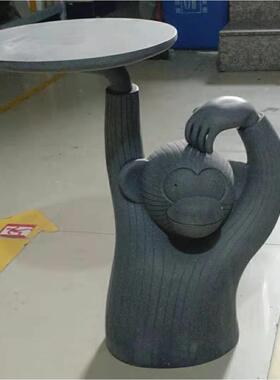 直销树脂工艺品家居店铺办公场所摆饰53cm落地猴子托盘