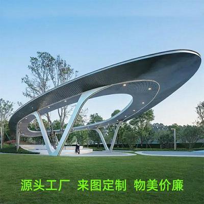 不锈钢景观廊架亭子长廊钢结构廊架户外公园造景异形廊架图纸深化