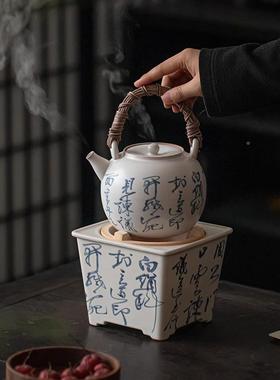 古日式陶瓷罐罐小茶炉壶炭炉泡茶壶tssc0008炉火复手绘煮茶炉围炉