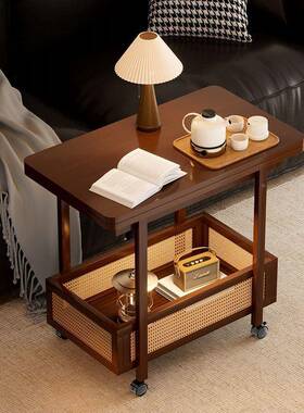2025新款动Q77M7TS9小推茶水柜网红非实木沙发几边中古可车移茶几