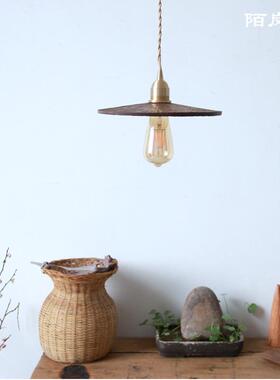 书4I厅创意房卧室吊灯357黑餐胡桃手工雕刻餐客厅桌灯民宿复古百