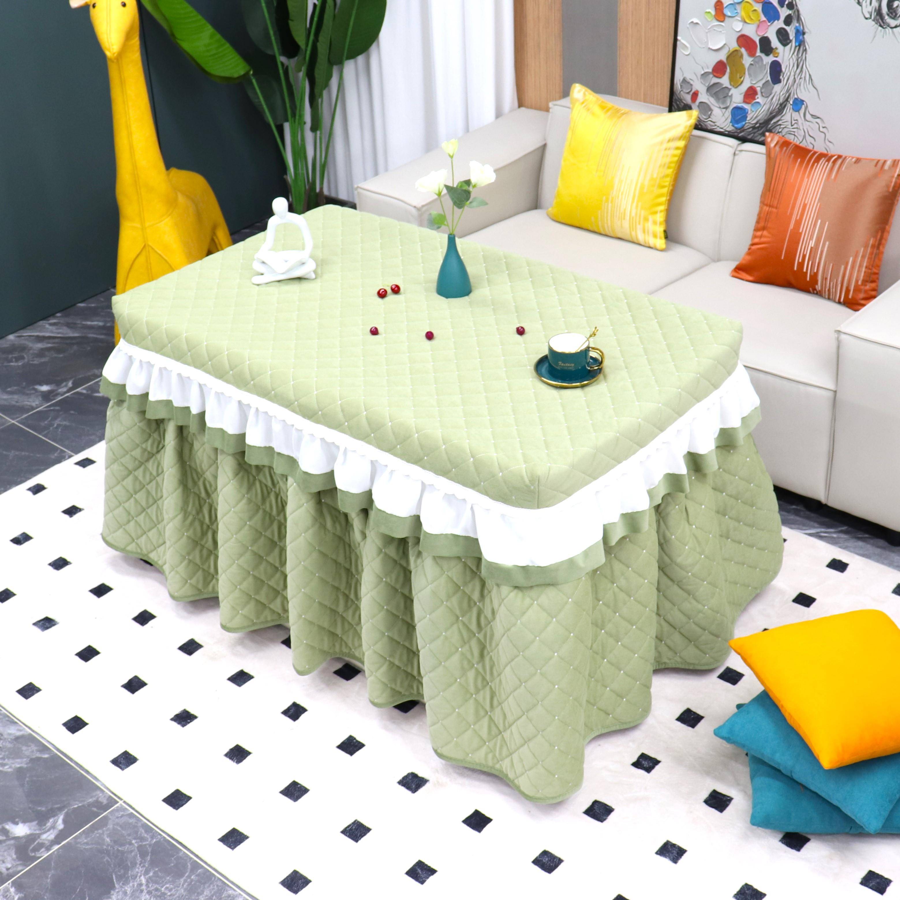 新款灰茶色方形取暖桌烤火罩双加绒加厚几电面炉罩桌套家长F7686M