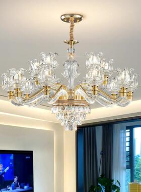 轻奢水吊灯客厅灯088622晶5新款豪华大气欧式发光灯臂家用主灯具