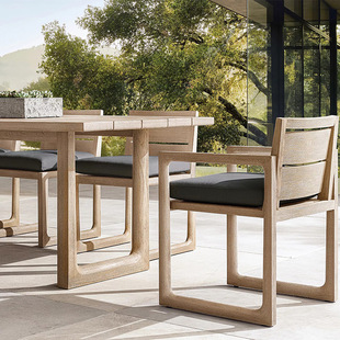 户外柚木桌椅组合庭院花园室外简约休闲椅别墅酒店阳光房实木长桌