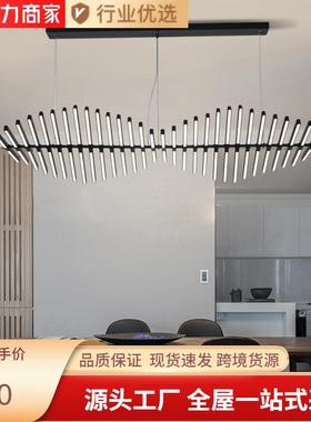 意大利装设计师鱼骨吊灯极简办公餐室长条灯69493个性创意厅前台
