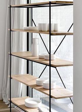 美架式复古实木书工业多风层置物架展家用简约落地收86387纳铁艺