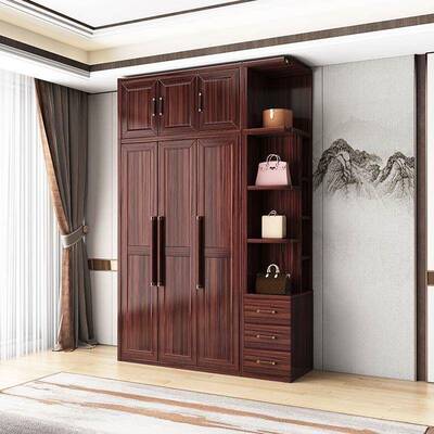 乌金9333木橱实木衣柜新式中卧室大衣家用储物柜衣全实木大柜四五
