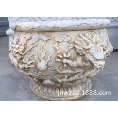 东青石花盆格石刻花盆图wz630片厂园林价石雕花山盆家