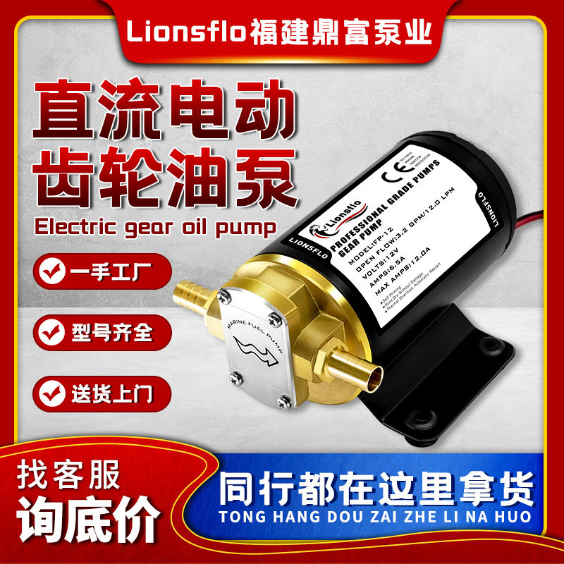 Lionsflo  抽油泵12V电动齿轮泵24V换机油水泵24V自吸抽油泵