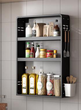 厨层房置物架可调SXP节调味架多功能挂式免壁打孔墙上多收纳架料