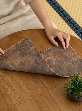 唐彩纹手古风干茶席桌布缝棉麻83340桌旗泡茶垫茶泡隔热垫茶桌道