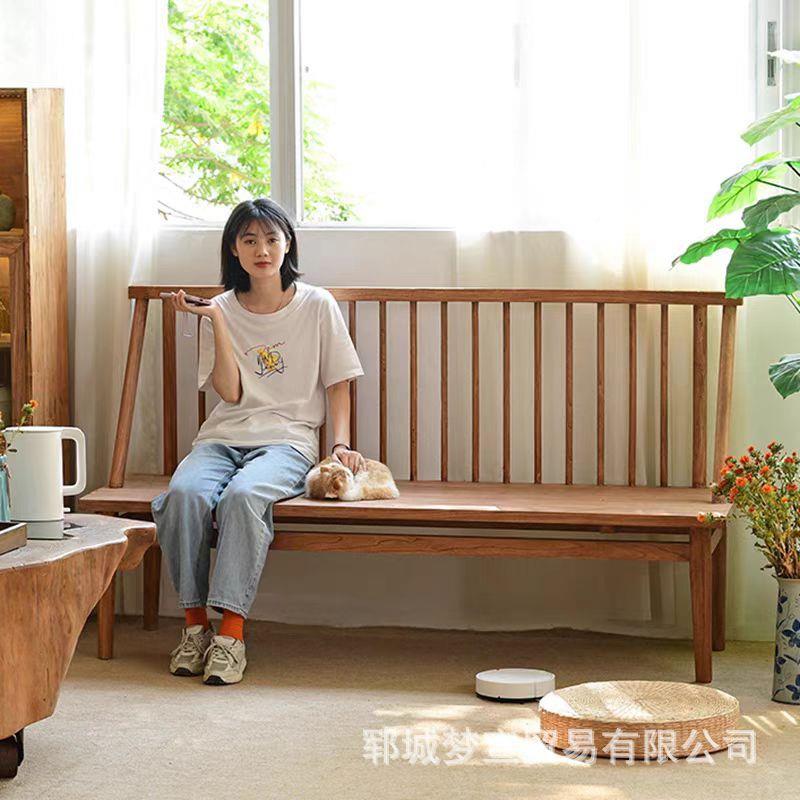老木靠76494背发长椅罗汉床民宿中式长椅长条田园凳中式椅餐复古