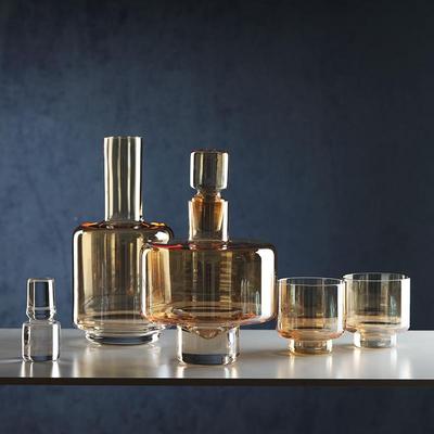 RPG简高档高端复古约玻璃琥珀色酒器稳重大气感套分酒器威质士忌