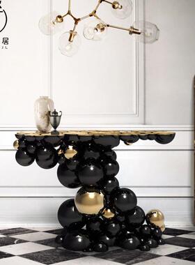 意式BOCADLO台BO玄关不锈钢艺术装饰条白色靠001墙O玄关案桌轻奢