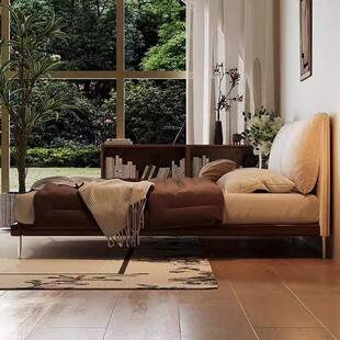 小象耳朵悬浮YFW床床雪尼尔床布轻艺主卧人奢复中古风实木软包床